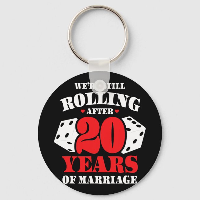 Couples Married 20 Years - Funny 20th Wedding Anni Keychain (Front)