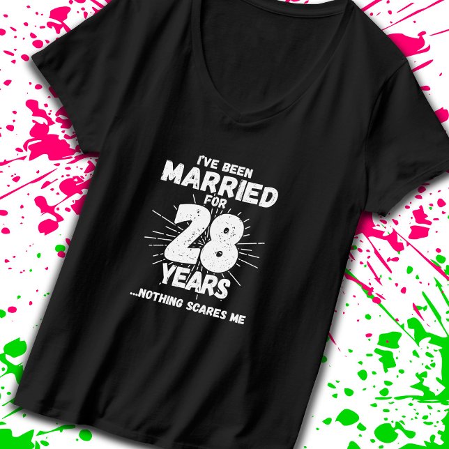 Couples Married 28 Years Funny 28th Anniversary T-Shirt (Celebrate your 28 year anniversary milestone with our t-shirt designed to get laughs! -Teemixer)