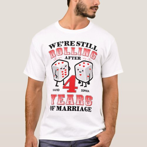 Couples Married 2 Years Funny Dice 2nd Wedding Ann T_Shirt