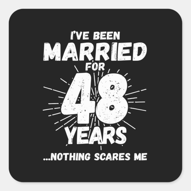 Couples Married 48 Years Funny 48th Anniversary Square Sticker (Front)