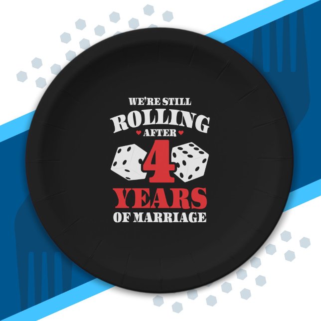 Couples Married 4 Years Funny 4th Anniversary Paper Plates (Creator Uploaded)