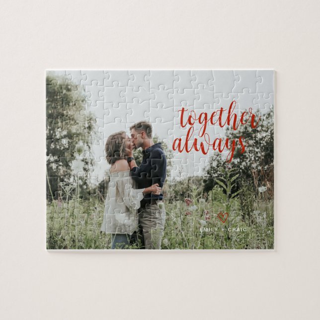 Couples Married Lovers Modern Photo Personalized Jigsaw Puzzle (Horizontal)