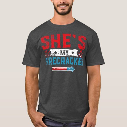 Couples Matching 4th Of July Shes My Firecracker T_Shirt
