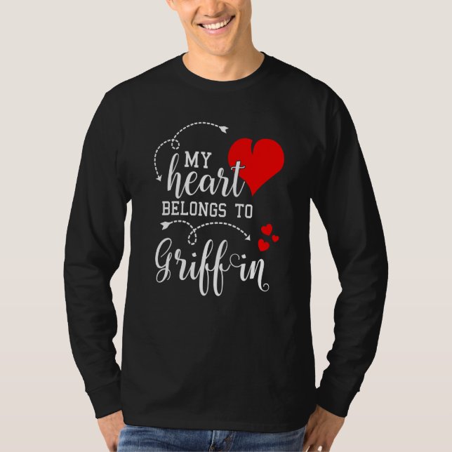 Couples Matching My Heart Belong to Griffin My Lov T-Shirt (Front)