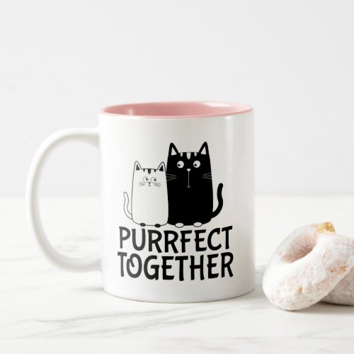 Couples Matching Purrfect Together Valentine Two_Tone Coffee Mug
