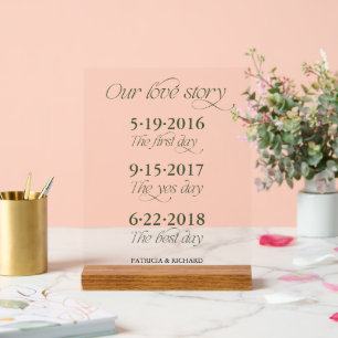 Couple's Milestone Timeline Wedding Acrylic Sign