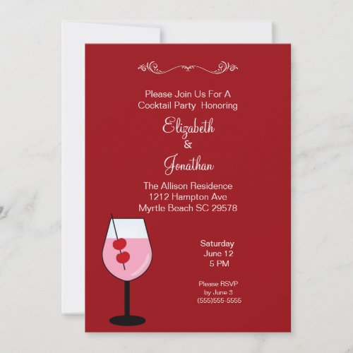 Couples Mixed Drink Cocktail  Party  Invitation