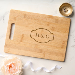 Couple's Monogram Crest Etched Engraved Cutting Board