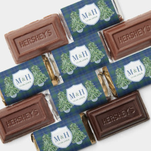 Couples Monogram Crest Winter Wedding Tartan Hershey's Miniatures