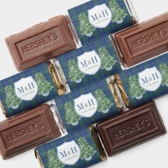 Couples Monogram Crest Winter Wedding Tartan Hershey's Miniatures (Assorted)