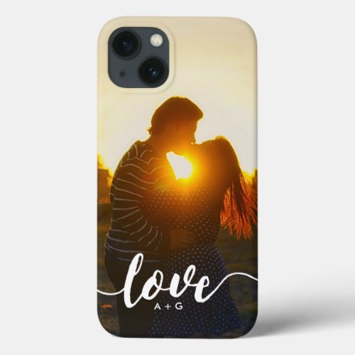Couples Monogram LOVE Custom Photo iPhone 13 Case