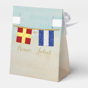 Couples Monogram Maritime Signal Flags Watercolor Favor Boxes