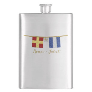 Couples Monogram Maritime Signal Flags Watercolor Flask