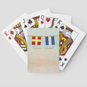 Couples Monogram Maritime Signal Flags Watercolor Poker Cards