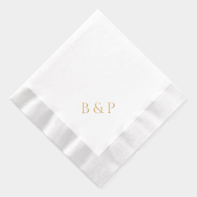 Couple's Monogram Modern Chic Wedding Gold Foil Napkins (Right)
