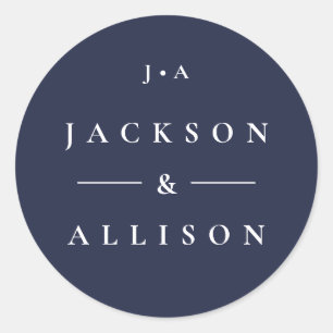 Couples monogram name wedding sticker
