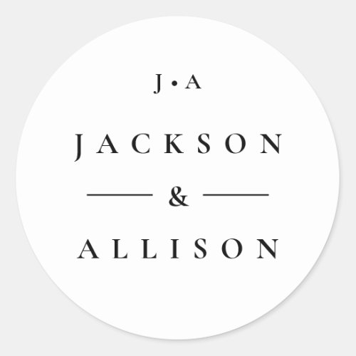 Couples monogram name wedding sticker