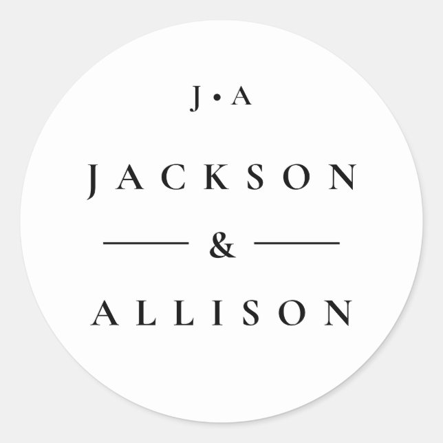 Couples monogram name wedding sticker (Front)