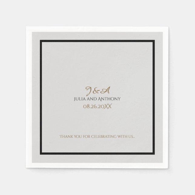 couple's monogram (names/initial) on white paper napkins (Front)