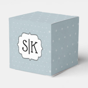 Couples Monograms Framed Pale Blue White Polka Dot Favor Boxes