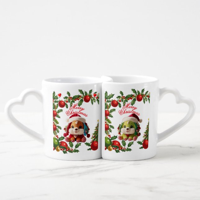 Couple's mugs with Happy Christmas message (Front Nesting)