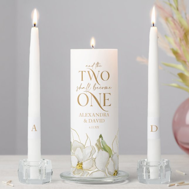 Couples Name Magnolias Wedding Unity Candle Set (In Situ)