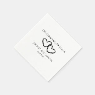 Couples Name Modern Heart 50th Anniversary Party Napkins