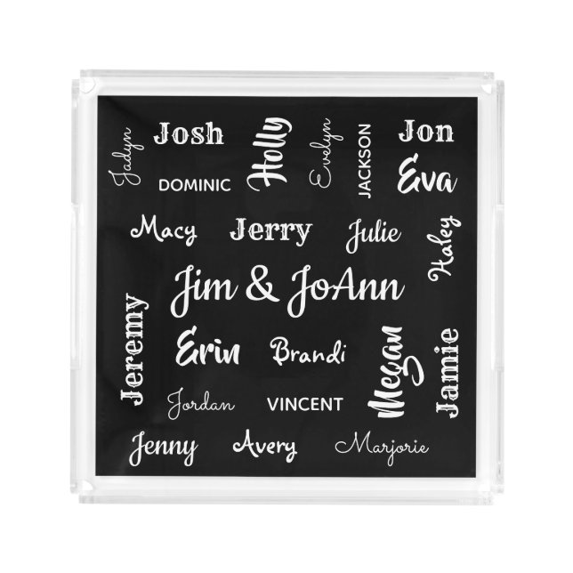 Couples Name w/Children & Grandchildren Names Acrylic Tray (Front)