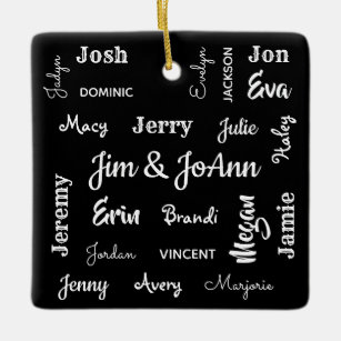 Couples Name w/Children & Grandchildren Names Ceramic Ornament