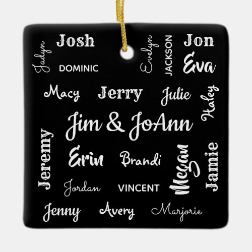Couples Name wChildren  Grandchildren Names Ceramic Ornament