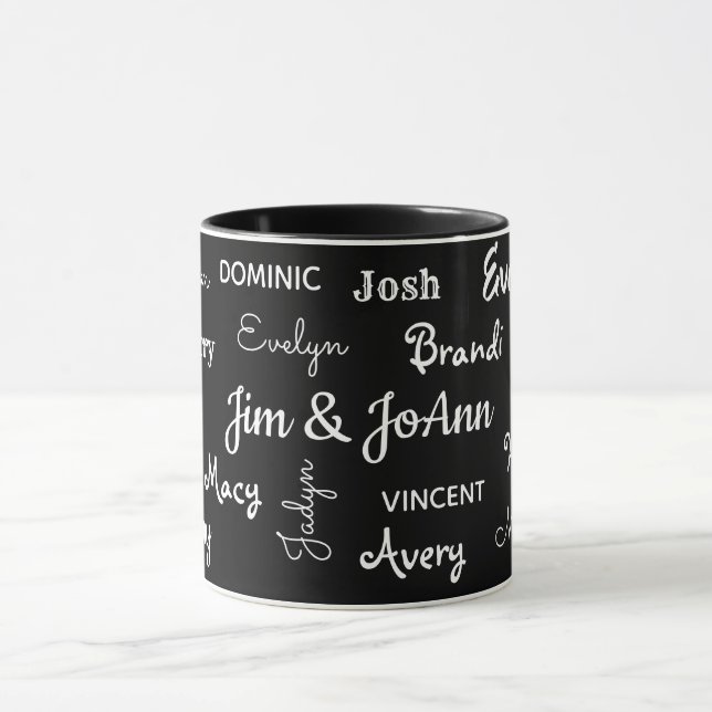 Couples Name w/Children & Grandchildren Names Mug (Center)