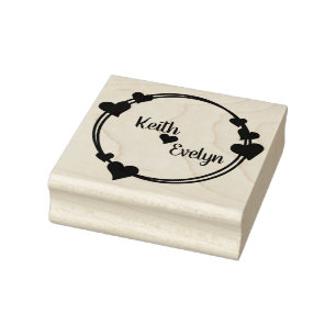 Couples Names and Hearts Rubber Stamp