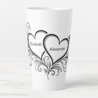 Couples Names Black and White Gift Latte Mug