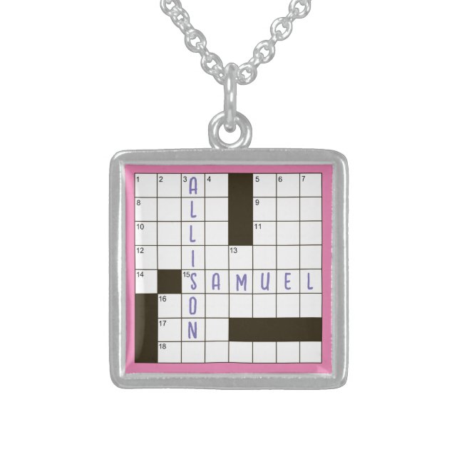 Couples Names Crossword Puzzle Charm Necklace (Front)