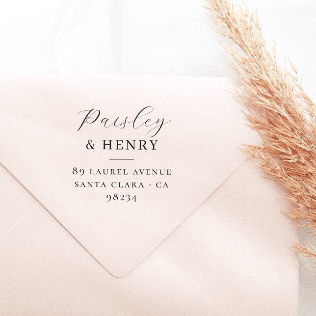 Couples Names Elegant Wedding Return Address Self-inking Stamp (Rubber Stamp Mock-up)