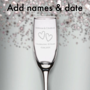 Couple's Names Heart 30th Wedding Anniversary Gift Champagne Flute