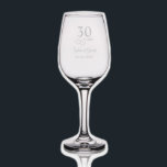Couple's Names Heart 30th Wedding Anniversary Gift Wine Glass<br><div class="desc">Create a beautiful unique custom wedding anniversary gift by adding the couple's names and anniversary date to this wine glass. My original designer intertwined hearts accent the modern simple script "30 Years". Personalize this elegant glass with the couple's name etched in stylish typography. Add the 30th wedding anniversary date for...</div>