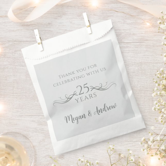 Couple's Names Modern 25th Wedding Anniversary Favor Bag (Clipped)