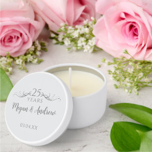 Couple's Names Modern 25th Wedding Anniversary Mini Candle Favors