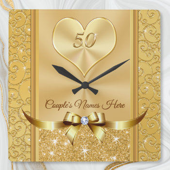 Couple's Names On Stunning 50th Anniversary Clock by LittleLindaPinda at Zazzle