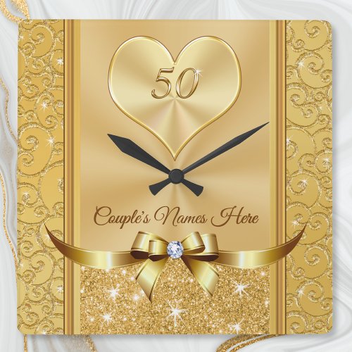 Couples Names on Stunning 50th Anniversary Clock