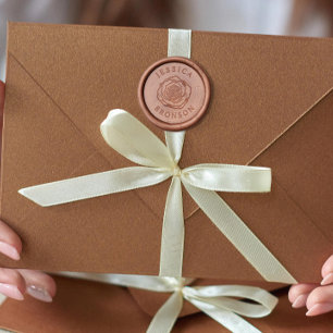 Couples Names Rose Wedding Date Wax Seal Stamp