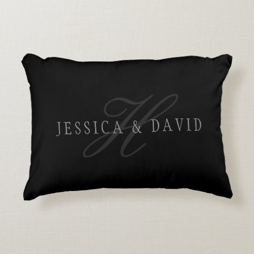 Couples Names  Surname Monogram Accent Pillow