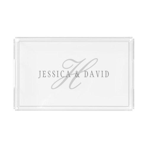 Couples Names  Surname Monogram Acrylic Tray