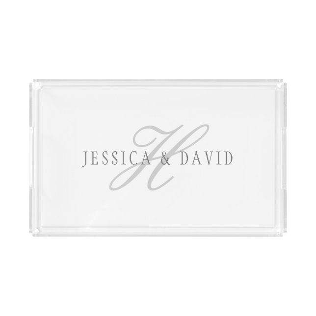 Couples Names & Surname Monogram Acrylic Tray (Small)