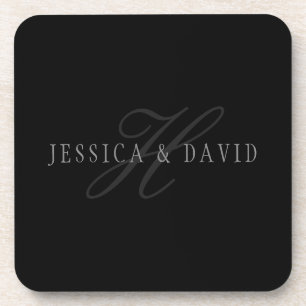 Couples Names & Surname Monogram Beverage Coaster