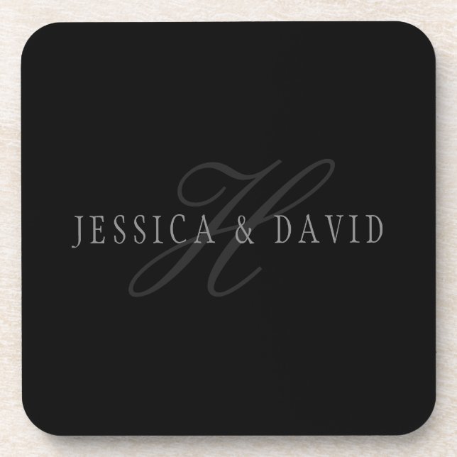 Couples Names & Surname Monogram Beverage Coaster (Front)