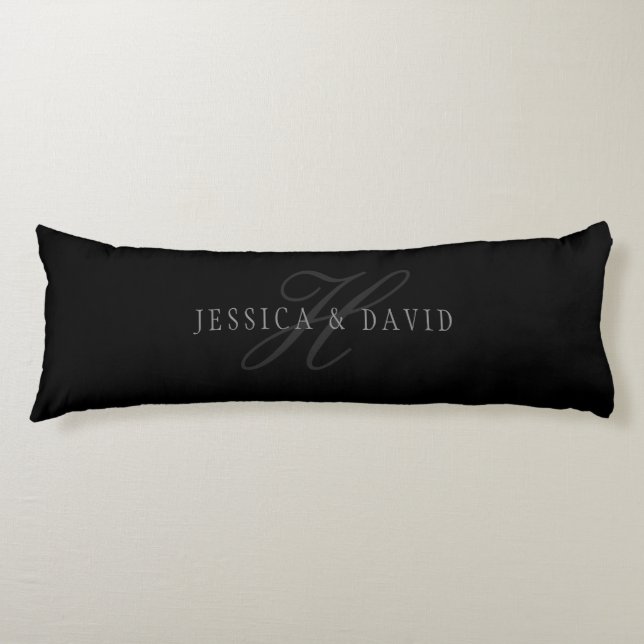 Couples Names & Surname Monogram Body Pillow (Front)