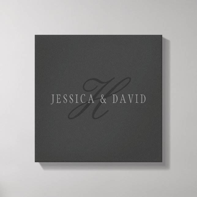 Couples Names & Surname Monogram Canvas Print (Front)