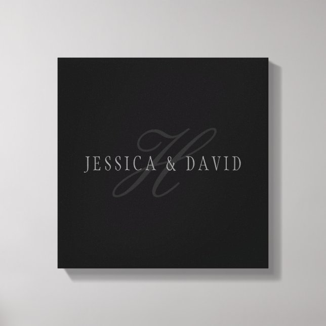 Couples Names & Surname Monogram Canvas Print (Front)